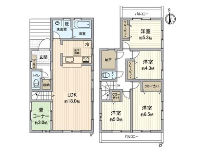 八王子市丸山町 新築戸建2号棟 間取図(平面図)