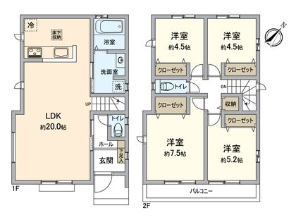 八王子市寺田町 新築戸建 A号棟 間取図(平面図)