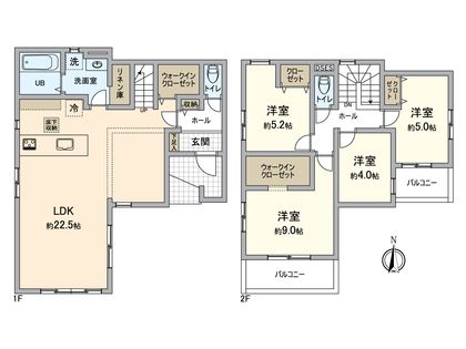 八王子市富士見町 新築戸建 1号棟 間取図(平面図)