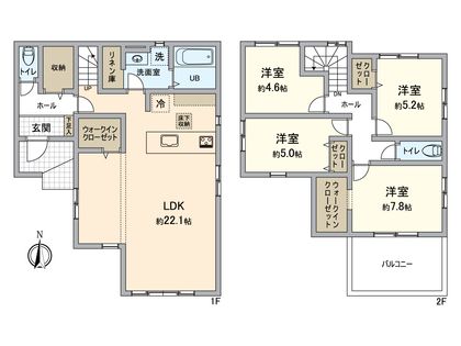 八王子市富士見町 新築戸建 2号棟 間取図(平面図)
