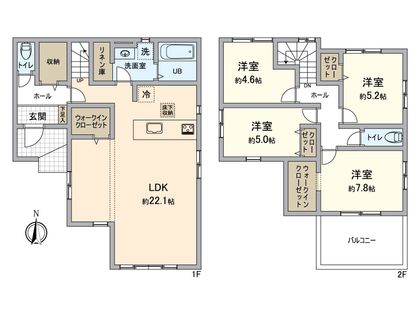 八王子市富士見町 新築戸建 2号棟 間取図(平面図)