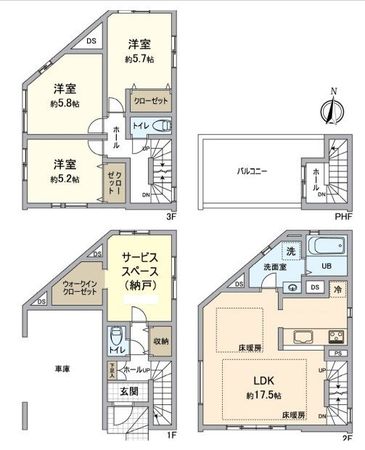 八王子市子安町4丁目 新築戸建1号棟 間取図(平面図) 八王子市子安町4丁目 新築戸建1号棟 間取図(平面図)