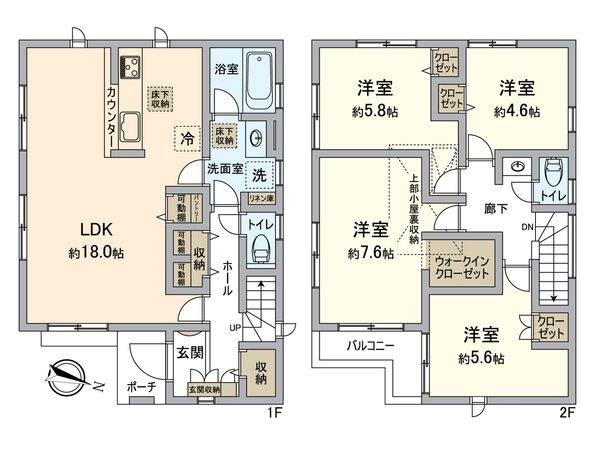 日野市多摩平6丁目 新築戸建 2号棟 間取図(平面図) 日野市多摩平6丁目 新築戸建 2号棟 間取図(平面図)