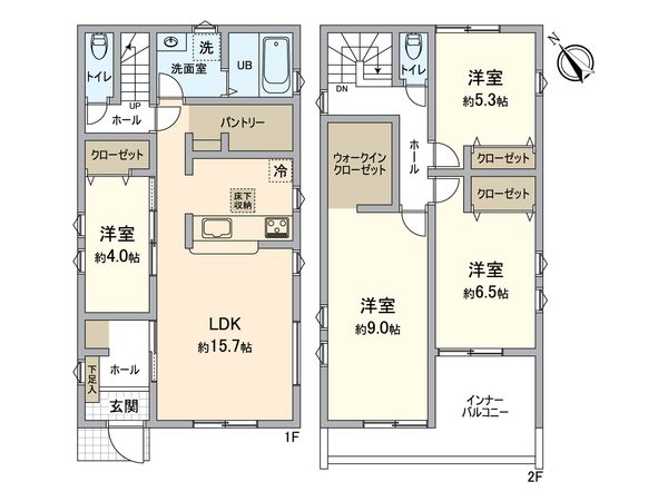 八王子市大和田町3丁目 新築戸建2号棟 間取図(平面図)
