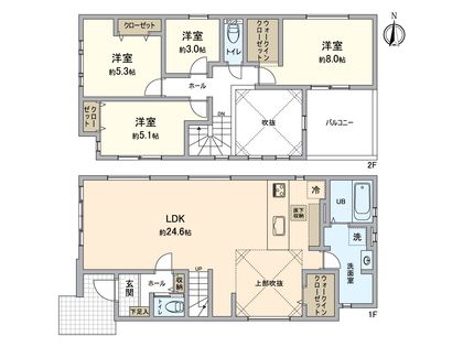 八王子市富士見町 新築戸建 2号棟 間取図(平面図)