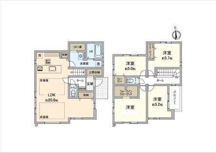 八王子市元横山町3丁目 新築戸建 1号棟 間取図(平面図)