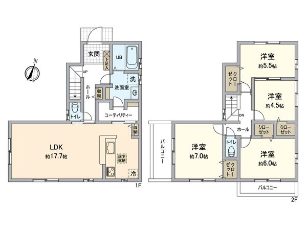 八王子市元八王子町1丁目 新築戸建1号棟 間取図(平面図) 八王子市元八王子町1丁目 新築戸建1号棟 間取図(平面図)
