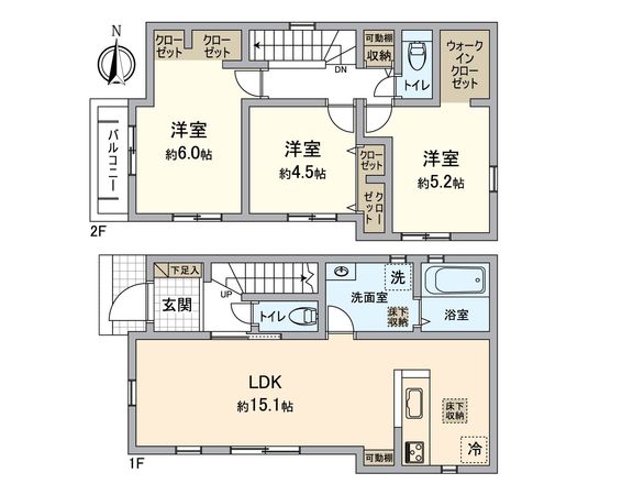 八王子市散田町2丁目 新築戸建 1号棟 間取図(平面図) 八王子市散田町2丁目 新築戸建 1号棟 間取図(平面図)