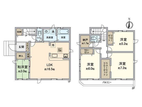 八王子市富士見町 新築戸建 1号棟 間取図(平面図)
