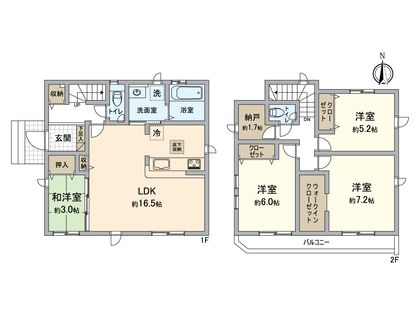 八王子市富士見町 新築戸建 1号棟 間取図(平面図)
