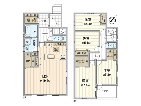 日野市大坂上1丁目 新築戸建 1号棟 間取図(平面図) 日野市大坂上1丁目 新築戸建 1号棟 間取図(平面図)