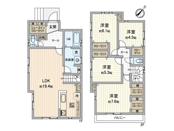 日野市大坂上1丁目 新築戸建 2号棟 間取図(平面図) 日野市大坂上1丁目 新築戸建 2号棟 間取図(平面図)