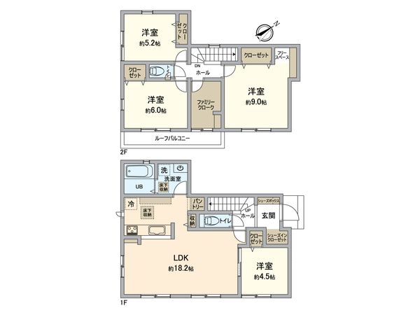 八王子市西寺方町 新築戸建1号棟 間取図(平面図) 八王子市西寺方町 新築戸建1号棟 間取図(平面図)