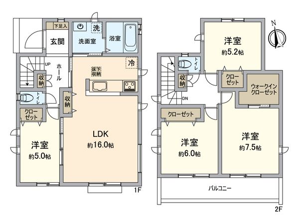 八王子市大和田町5丁目 新築戸建 A号棟 間取図(平面図)