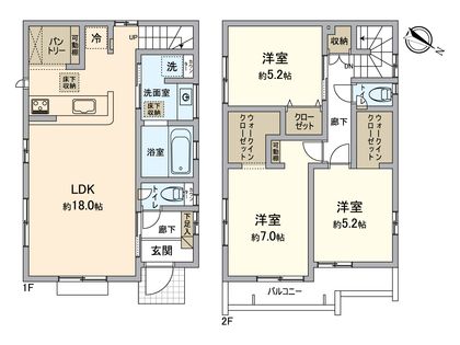 日野市東豊田1丁目 新築戸建2号棟 間取図(平面図)