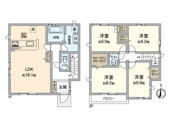 八王子市台町1丁目 新築戸建 1号棟 間取図(平面図) 八王子市台町1丁目 新築戸建 1号棟 間取図(平面図)