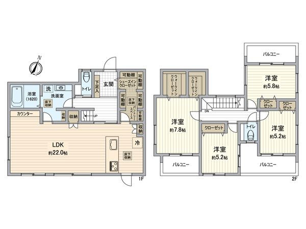 八王子市めじろ台3丁目 新築戸建1号棟 間取図(平面図)