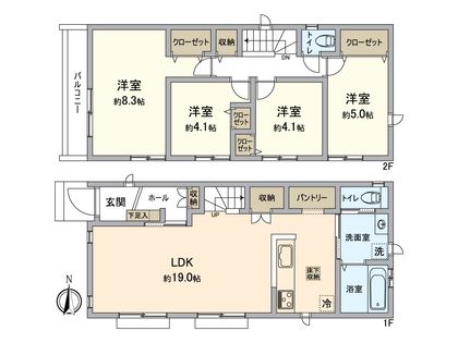 八王子市富士見町 新築戸建 A号棟 間取図(平面図)
