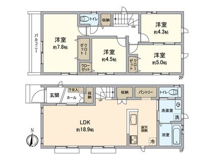 八王子市富士見町 新築戸建 B号棟 間取図(平面図)