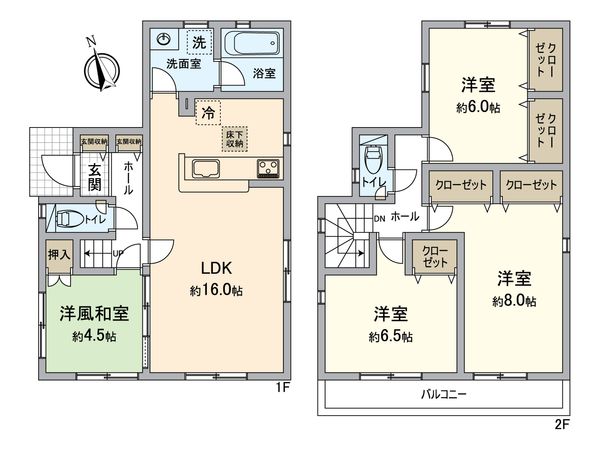 八王子市元八王子町2丁目 新築戸建 1号棟 間取図(平面図)