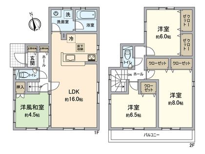 八王子市元八王子町2丁目 新築戸建 1号棟 間取図(平面図)