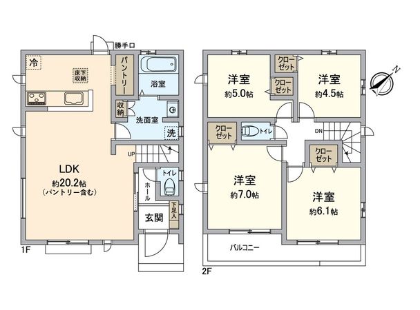 八王子市下恩方町 新築戸建A号棟 間取図(平面図)