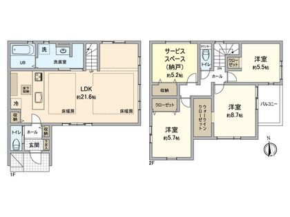 八王子市上野町 新築戸建1号棟 間取図(平面図)