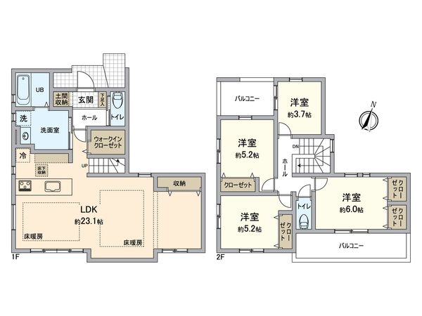 八王子市めじろ台4丁目 新築戸建 2号棟 間取図(平面図)