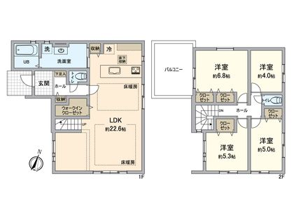 八王子市めじろ台4丁目 新築戸建 3号棟 間取図(平面図)