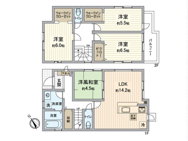 八王子市寺田町 新築戸建 1号棟 間取図(平面図)