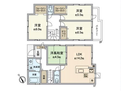 八王子市寺田町 新築戸建 1号棟 間取図(平面図)
