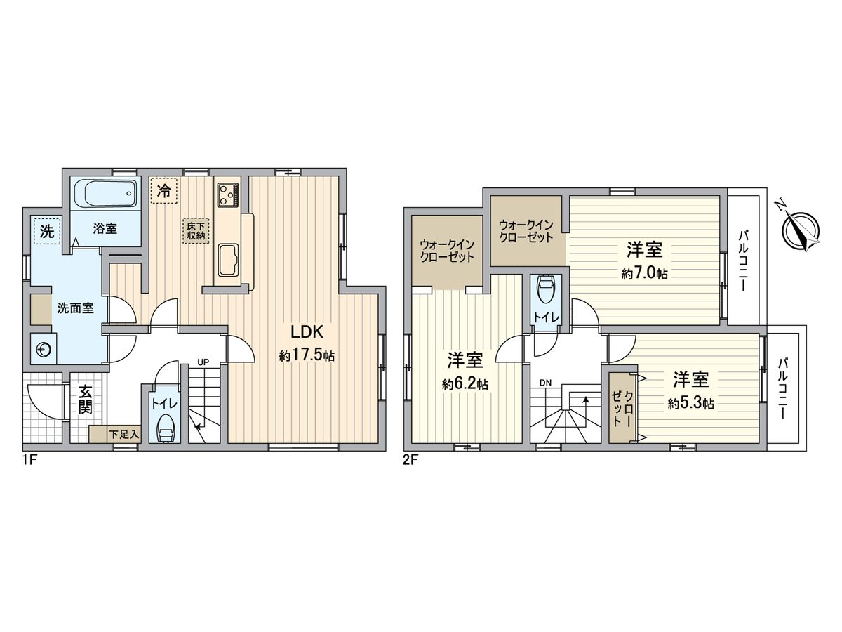 八王子市寺田町 新築戸建 2号棟 間取図(平面図) 間取図(平面図)