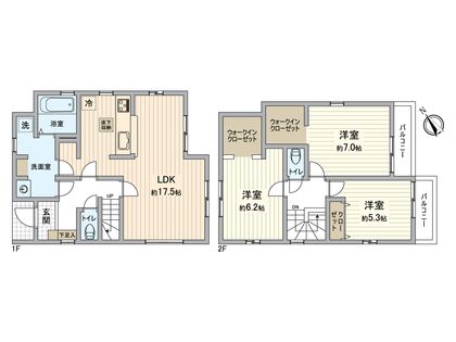八王子市寺田町 新築戸建 2号棟 間取図(平面図)