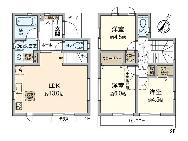 日野市日野台5丁目 新築戸建 2号棟 間取図(平面図) 間取図(平面図)