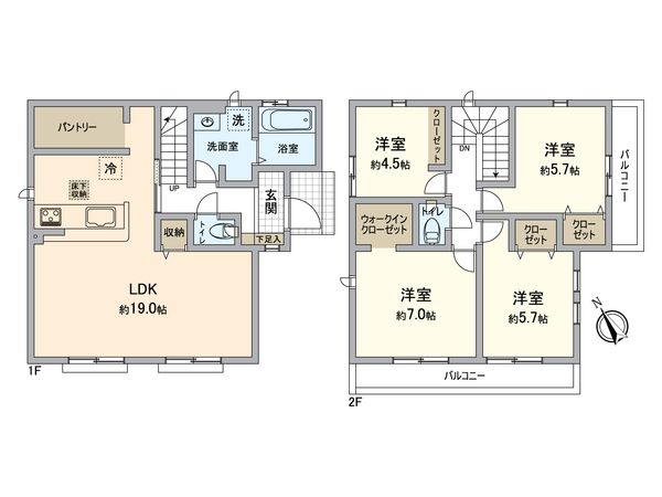 八王子市石川町 新築戸建1号棟 間取図(平面図)