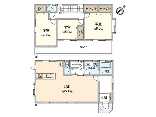 元八王子町2丁目 戸建 間取図(平面図)