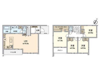 八王子市山田町 新築戸建 2号棟 間取図(平面図)