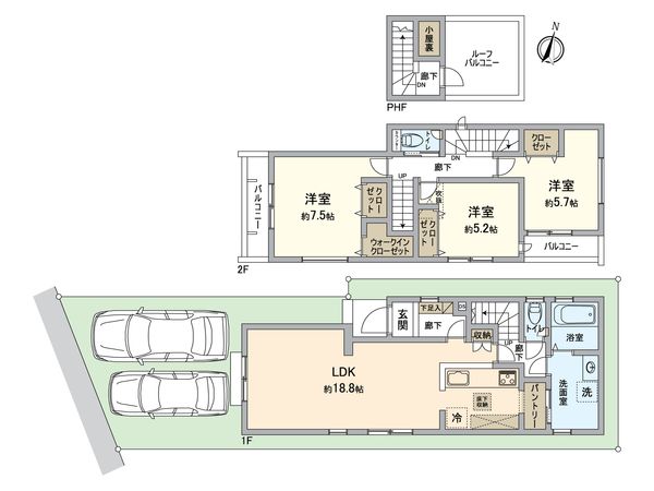 八王子市北野町 新築戸建 2号棟 間取図(平面図)
