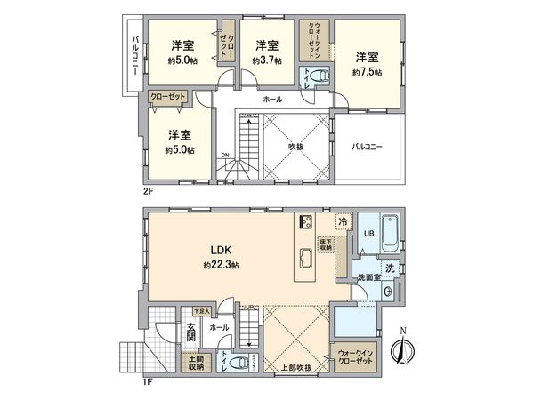 八王子市富士見町 新築戸建 1号棟 間取図(平面図) 八王子市富士見町 新築戸建 1号棟 間取図(平面図)