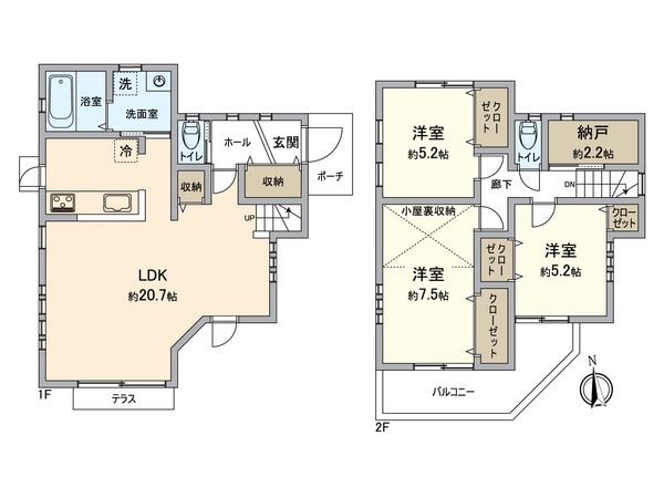 八王子市東中野 戸建 間取図(平面図) 八王子市東中野 戸建 間取図(平面図)