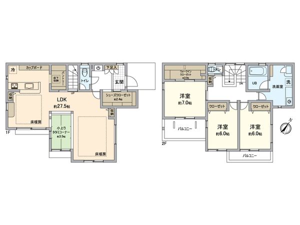 八王子市散田町2丁目 戸建 間取図(平面図) 間取図(平面図)