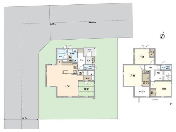 八王子市堀之内 戸建 間取図(平面図)