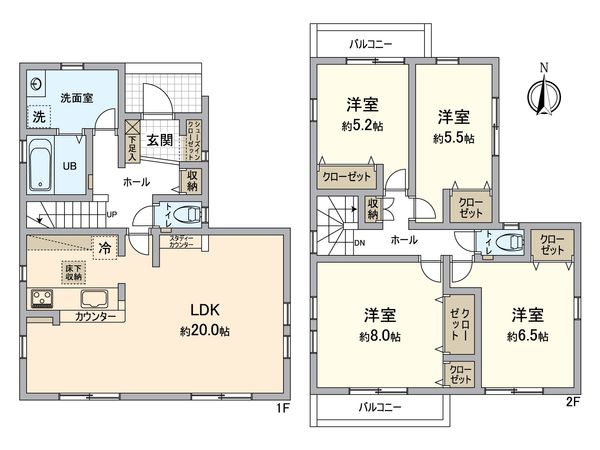 八王子市富士見町 新築戸建1号棟 間取図(平面図) 八王子市富士見町 新築戸建1号棟 間取図(平面図)