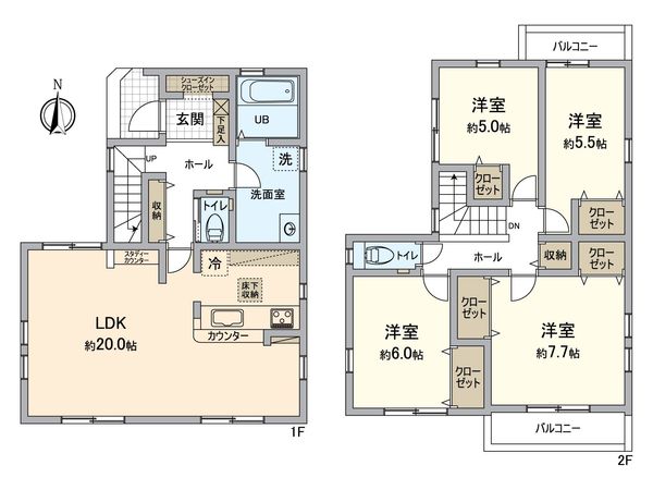 八王子市富士見町 新築戸建2号棟 間取図(平面図)