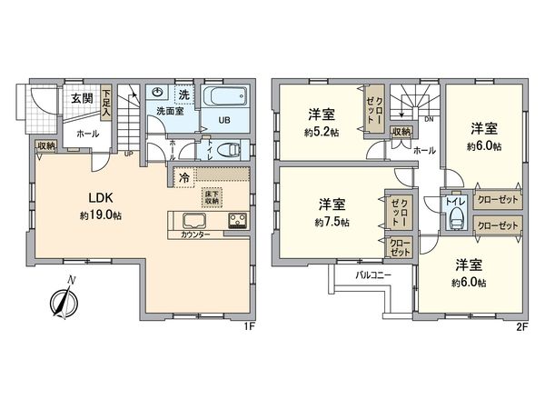 八王子市高尾町 新築戸建1号棟 間取図(平面図)