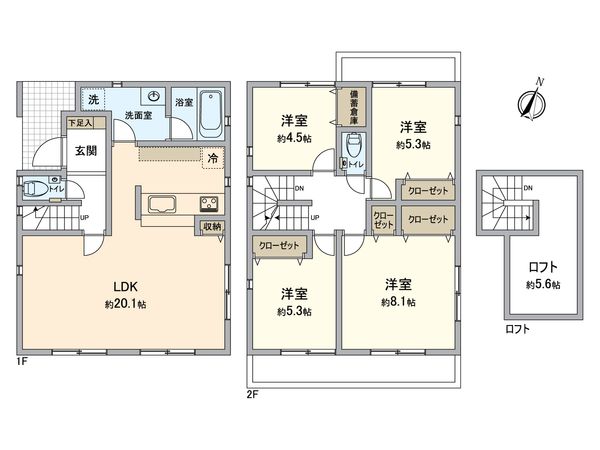 八王子市めじろ台2丁目 新築戸建A号棟 間取図(平面図) 八王子市めじろ台2丁目 新築戸建A号棟 間取図(平面図)