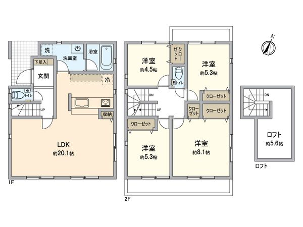 八王子市めじろ台2丁目 新築戸建B号棟 間取図(平面図) 八王子市めじろ台2丁目 新築戸建B号棟 間取図(平面図)
