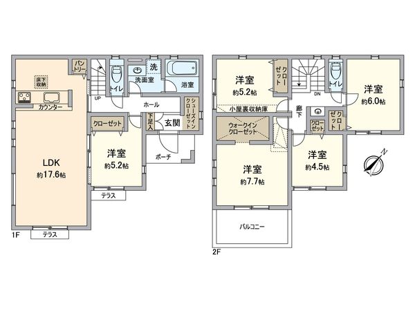 八王子市絹ヶ丘2丁目 新築戸建1号棟 間取図(平面図) 八王子市絹ヶ丘2丁目 新築戸建1号棟 間取図(平面図)
