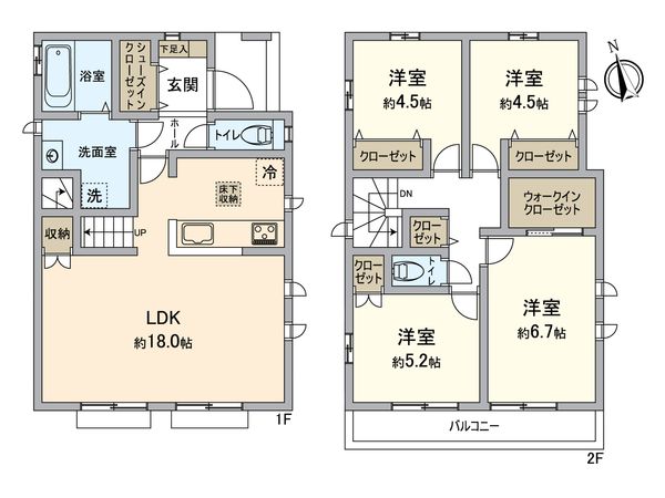 八王子市弐分方町 新築戸建 E号棟 間取図(平面図) 八王子市弐分方町 新築戸建 E号棟 間取図(平面図)