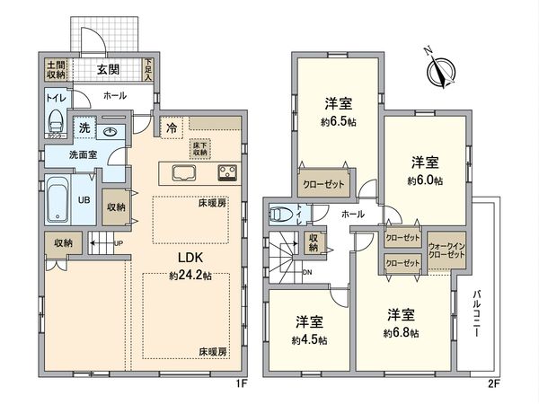 八王子市七国1丁目 新築戸建 1号棟 間取図(平面図) 八王子市七国1丁目 新築戸建 1号棟 間取図(平面図)